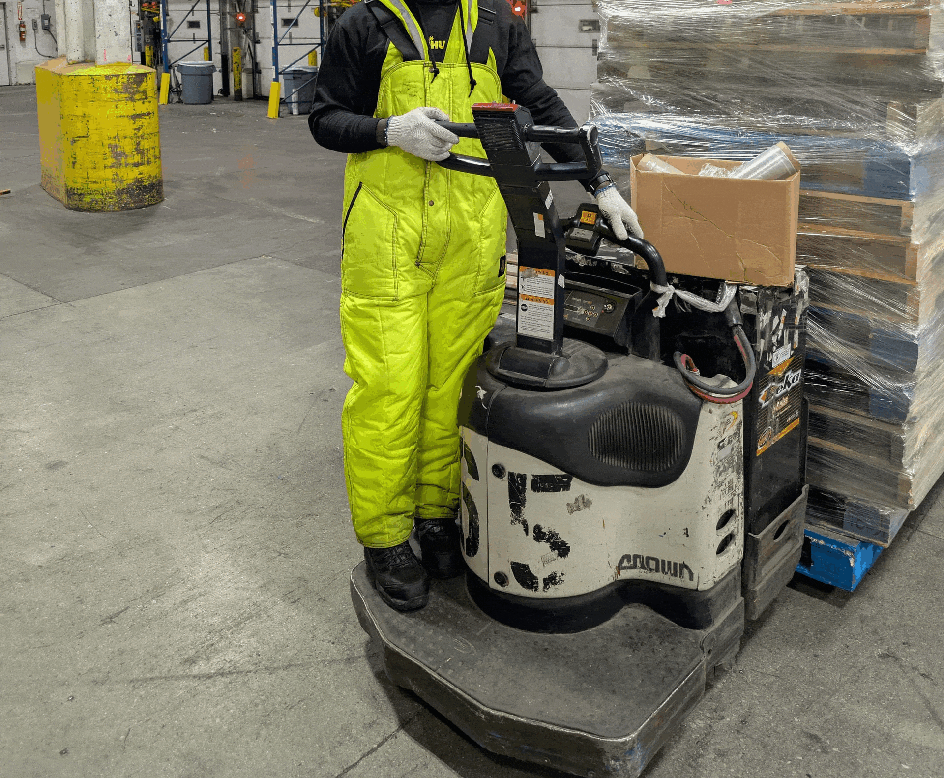 Certified and smiling after passing my pallet jack test